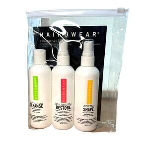 NEW Hairuwear Essential Care Travel Kit Cleanse, Restore, Shape 3.4 fl oz each